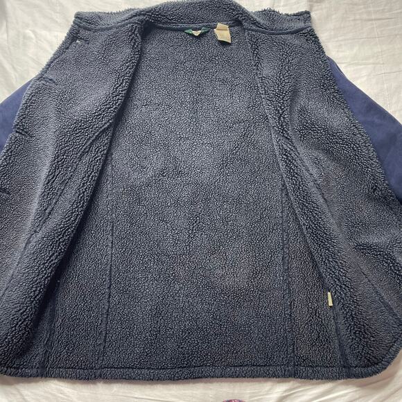 L.L. Bean Navy Blue Faux Suede Sherpa Lined Jacket Coat Sz Medium Women's - Picture 5 of 6
